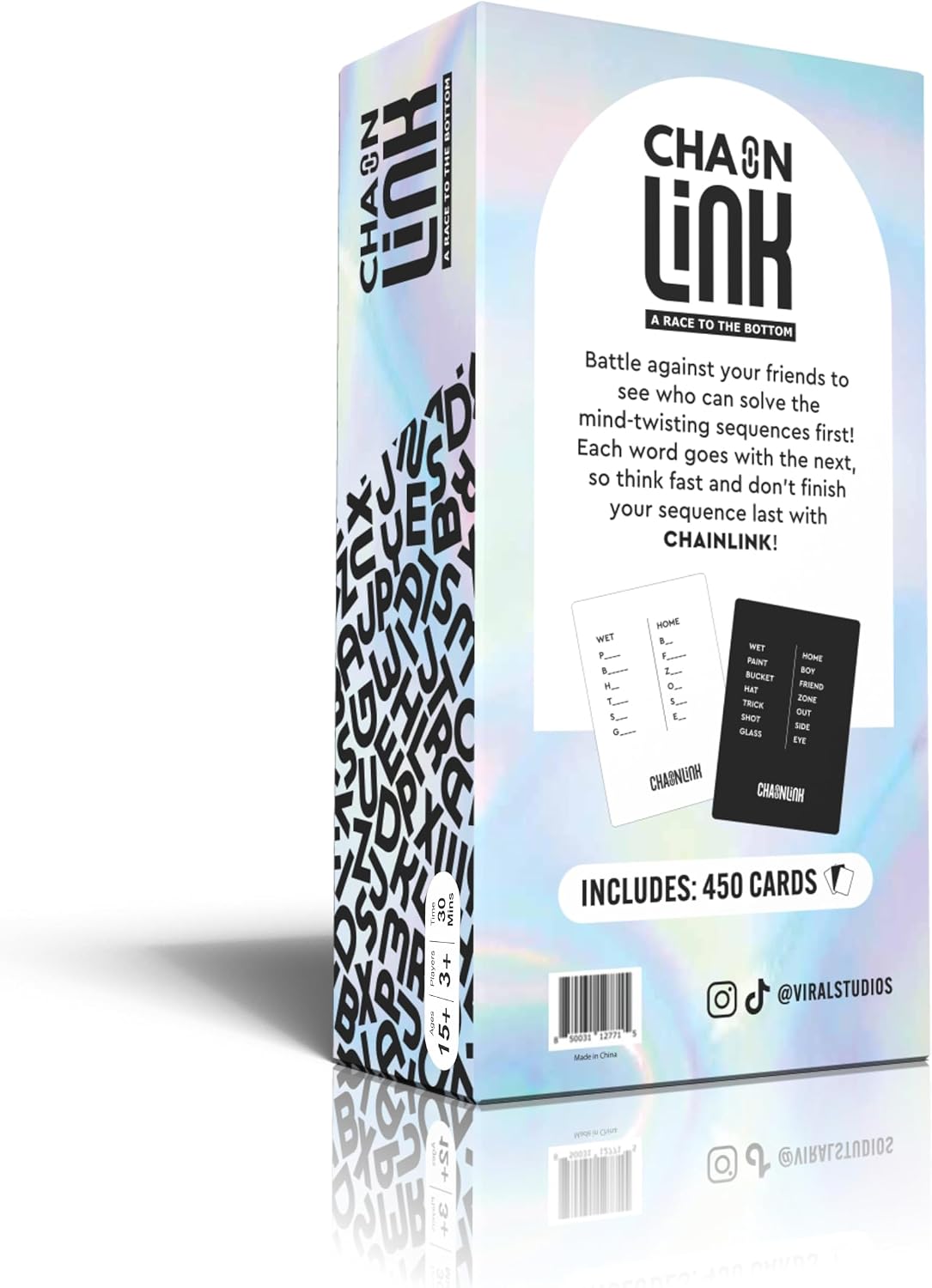 Hot Viral Studios Chainlink - Guess the Sequence Party Game, Fast Paced Word Game for Adults & Kids, 450 Cards Fun Cards for Family Nights, Gatherings, & Parties Ages 15 +