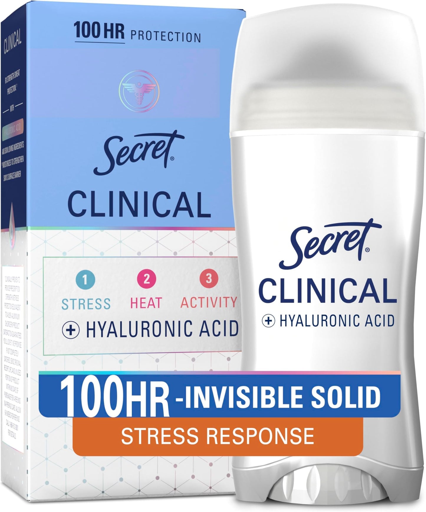 HotSecret Clinical Strength 100HR Sweat & Odor, Stress Response Invisible Solid Antiperspirant Deodorant for Women, 3X Stress Protection with Hyaluronic Acid, PH Balancing Minerals, 2.6 oz