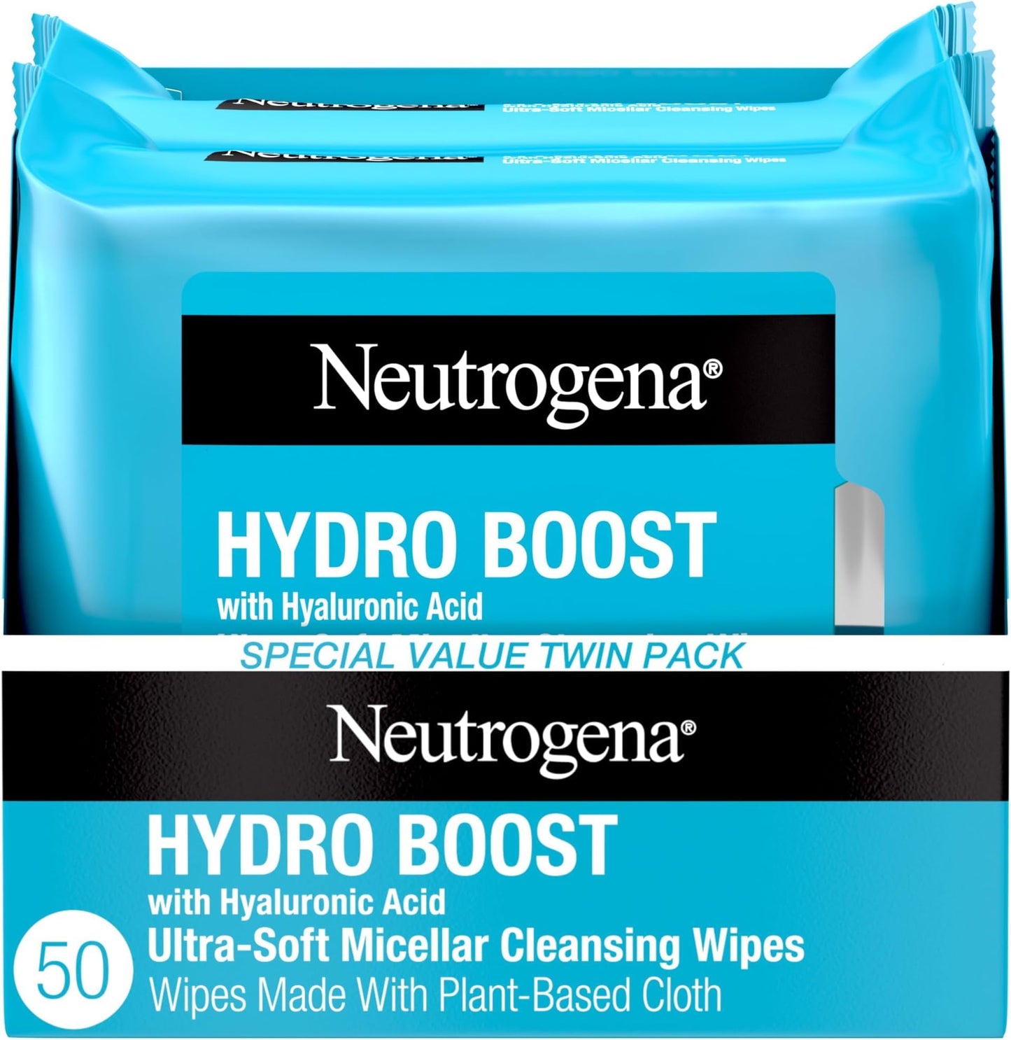 HotNeutrogena Hydro Boost Cleansing Wipes Makeup Remover for Face Micellar Gently Removes Oil, Dirt, and Waterproof Makeup Daily with Hydrating Hyaluronic Acid, 25 ct