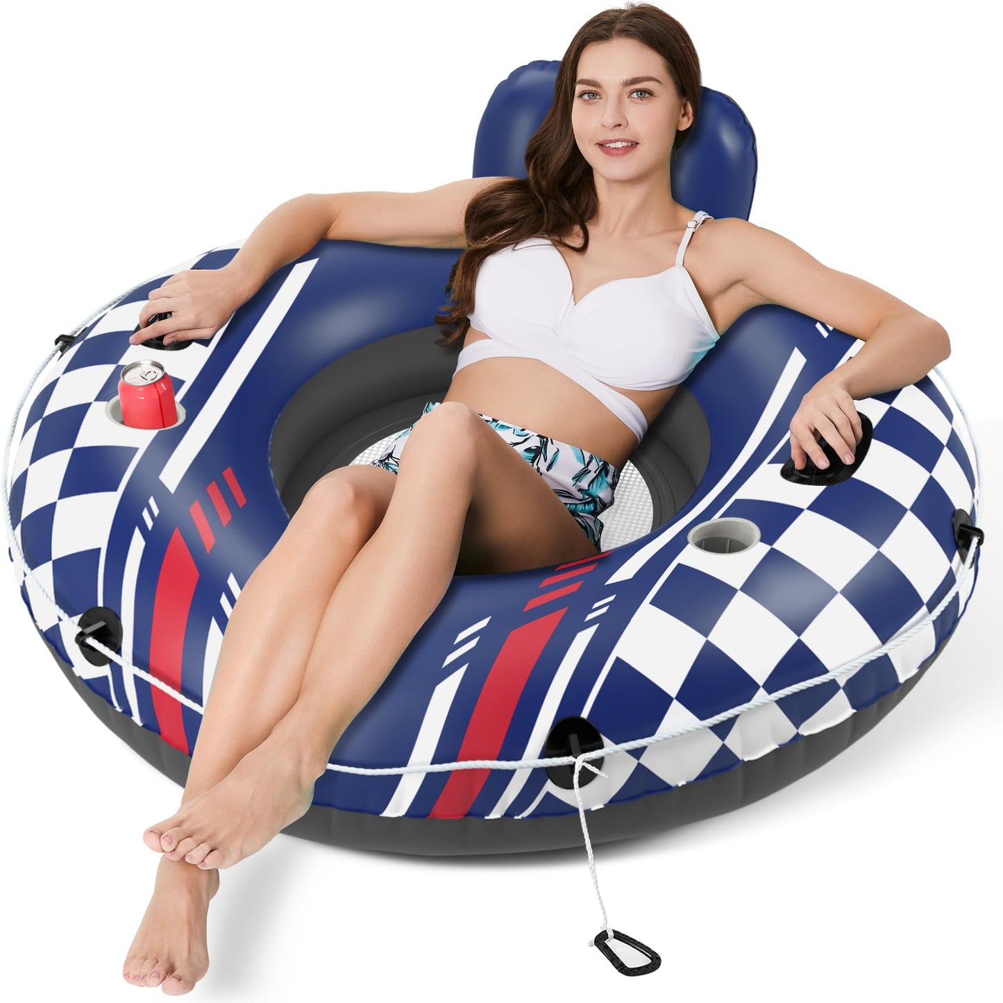 Hot Jasonwell Inflatable River Tube Float - Heavy Duty River Float Pool Floats Lake Premium Water Tubes for Floating Recreational River Raft Lounge Floaties with 2 Cup Holders for Adult