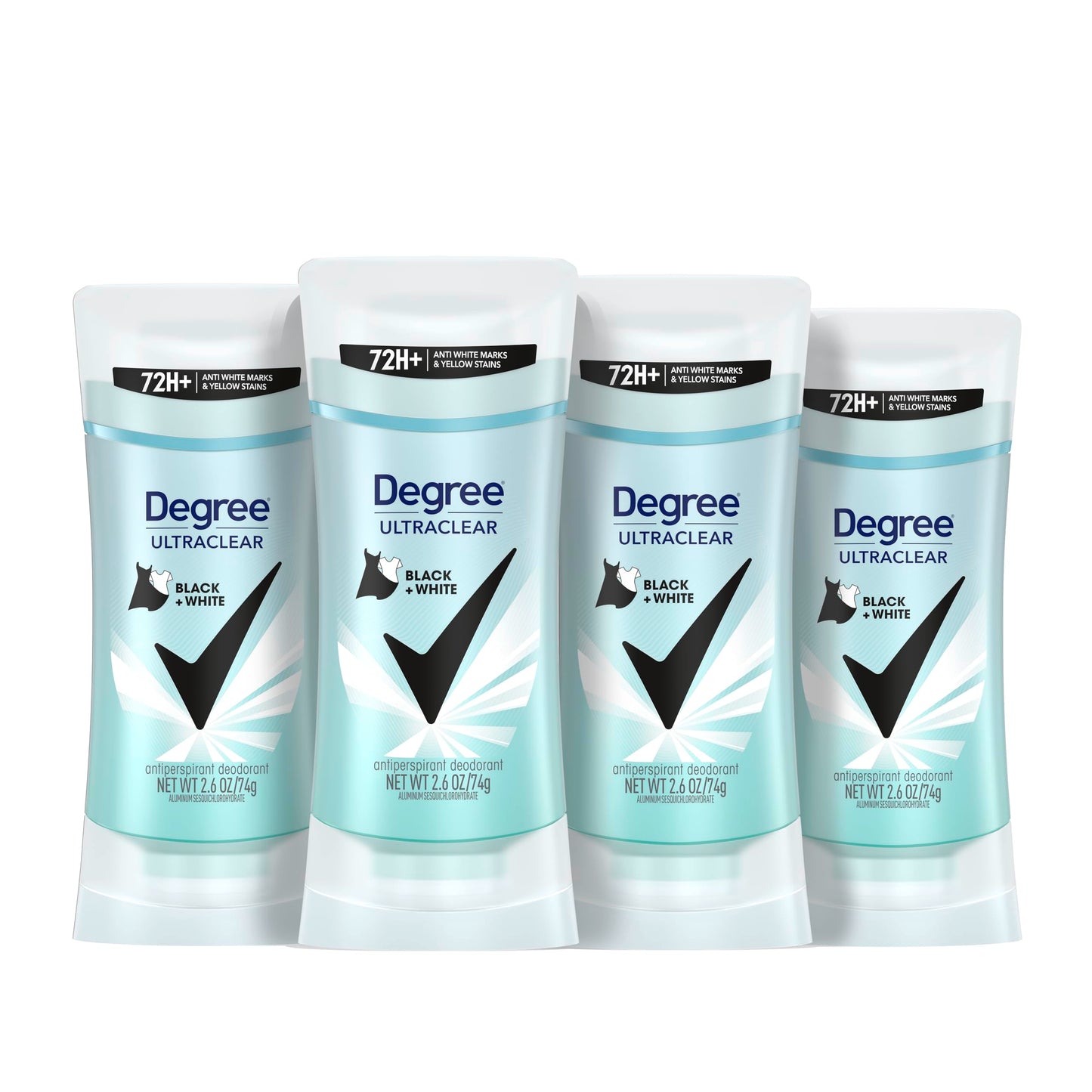 HotDegree Women's Black+White 4 Count Antiperspirant Balm 2.6 oz - Protects from Deodorant Stains, Fresh Scent, 48H Non-Stop Protection