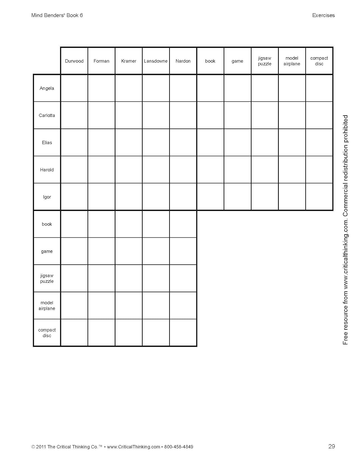 Hot Critical Thinking CTB01336BBP Mind Benders Book 6, Grades 7-12+, Grade: 7 to 7