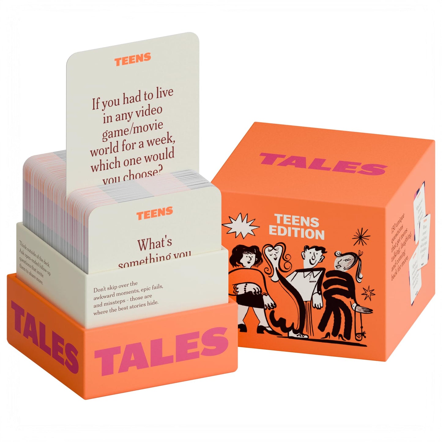 HotTALES 150 Conversation Cards, Perfect for Dinners, Road Trips, Classrooms & Game Nights, Gifts & Gatherings, Conversation Starters to Spark Creativity (Family Edition)