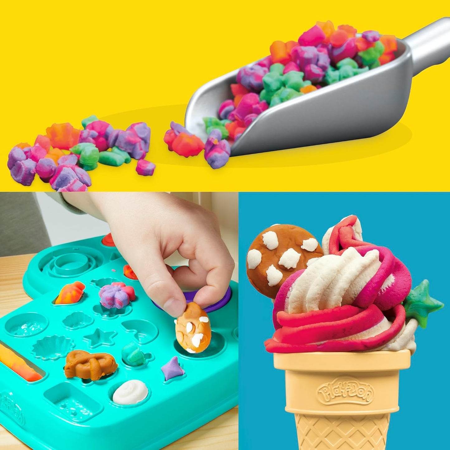 HotPlay-Doh Rainbow Swirl Ice Cream Playset with 7 Pretend Play Kitchen Accessories, Arts and Crafts Toys for 3 Year Old Girls and Boys and Up