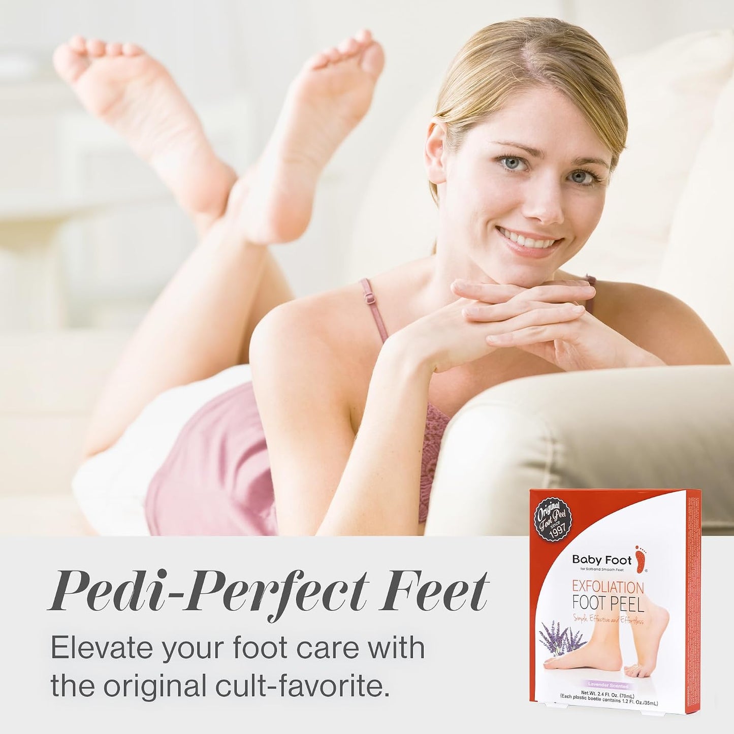 HotBaby Foot Original Exfoliation Foot Peel - For Rough Cracked, Dry Feet, Dead Skin Removal - Foot Peeling Mask for Baby Soft Feet - Spa Experience at Home & Gift Ideas - Lavender Scented