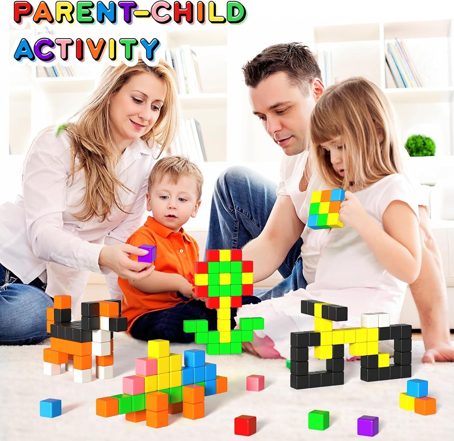 HotApluses 54 PCS Magnetic Blocks, Magnetic Building Blocks for Toddlers 3+, Montessori Toys, Magnet Cubes, Preschool STEM Educational Sensory Magnet Toys for Kids Ages 3-5 Year Old Boys and Girls
