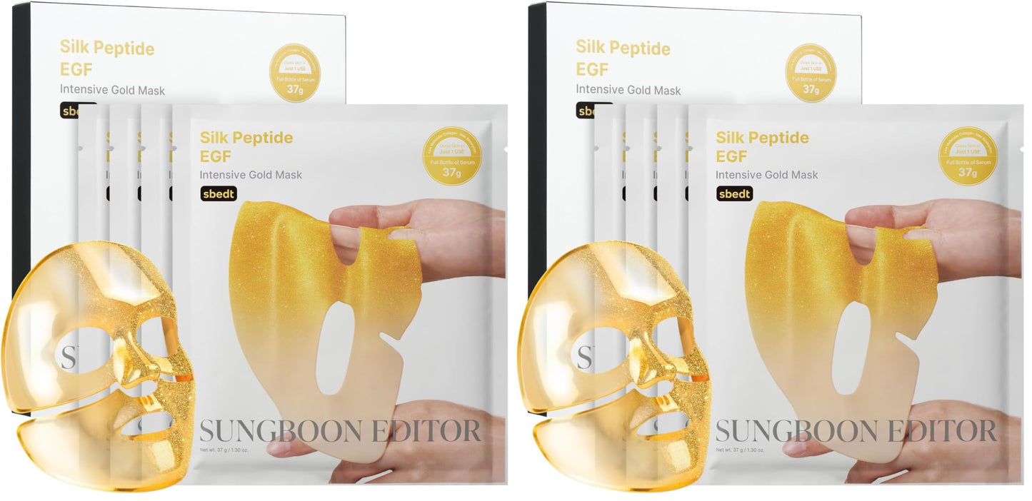 HotSUNGBOON EDITOR Silk Peptide EGF Intensive Gold Overnight Mask, Hydrating Mask for Glass Skin, 31 Multi Peptide(Copper Peptides)+24K Gold&Collagen, Korean Skincare, 4ea, Gifts for Women