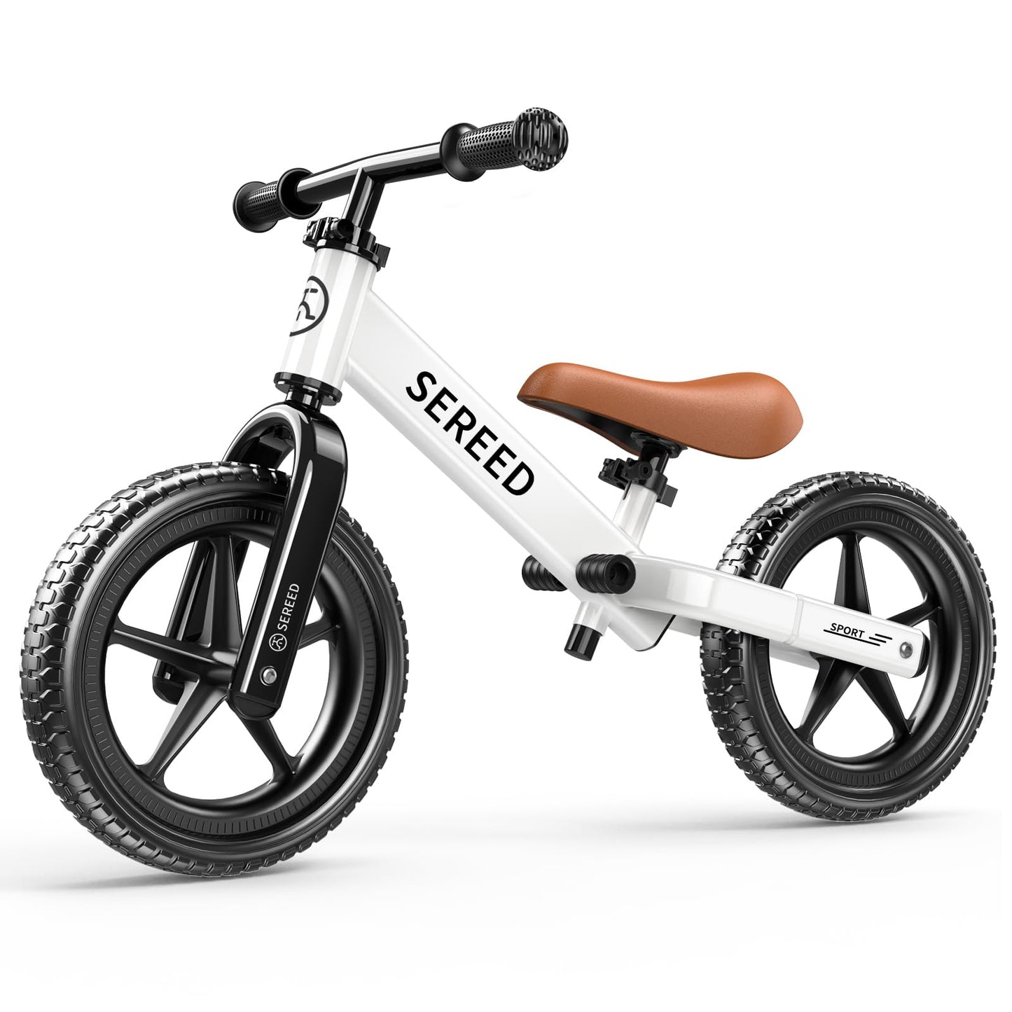 HotSEREED Toddler Balance Bike 2 Year Old, No Pedal Kids Toy Bike for 2-5 Years Old, Tool-Free Adjustment, Gift for 2-3 Boys Girls, Customize Plate with 3pcs Stickers (White)
