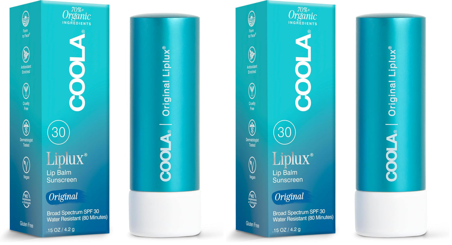 HotCOOLA Organic Liplux Lip Balm and Sunscreen with SPF 30, Dermatologist Tested Lip Care for Daily Protection, Vegan and Gluten Free, 0.15 Oz