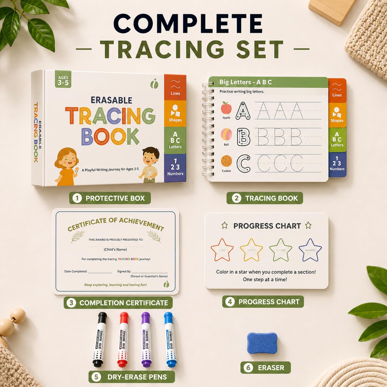 Hot Tracing Book for Kids Ages 3-5 - ABC Preschool Learning Activities, Reusable Handwriting Workbook, Childrens Busy Books for Pen Control - Alphabet & Letter Handwriting Practice for Kids