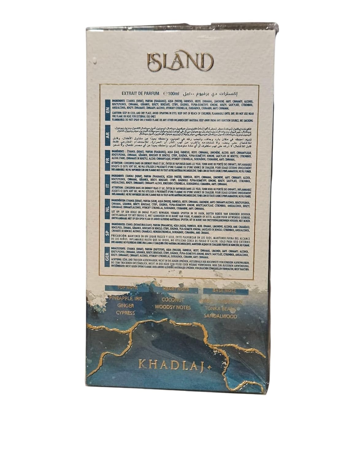 Hot KHADLAJ Island Extrait De Parfum, Luxury Fragrance in Emerald Green Glass Bottle with Gold Cap, Premium Middle Eastern Perfume