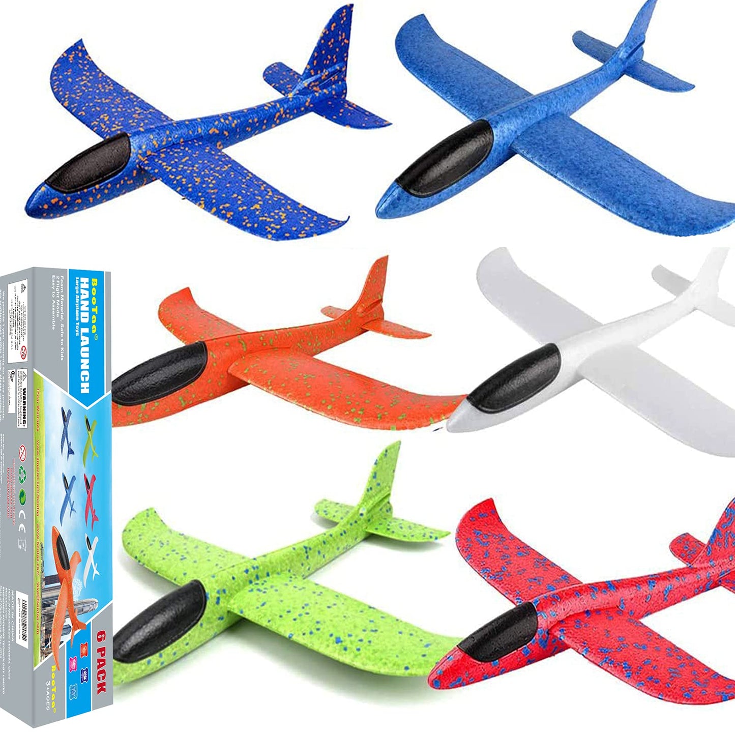 Hot BooTaa 4 Pack Airplane/Flying Toys, 17.5" Large Throwing Foam Plane/Gliders, 2 Flight Mode, Birthday Gifts for Girls Kids 3 4 5 6 7 8 9 10 11 12 Year Old Boys,Outdoor Sport Game Toys