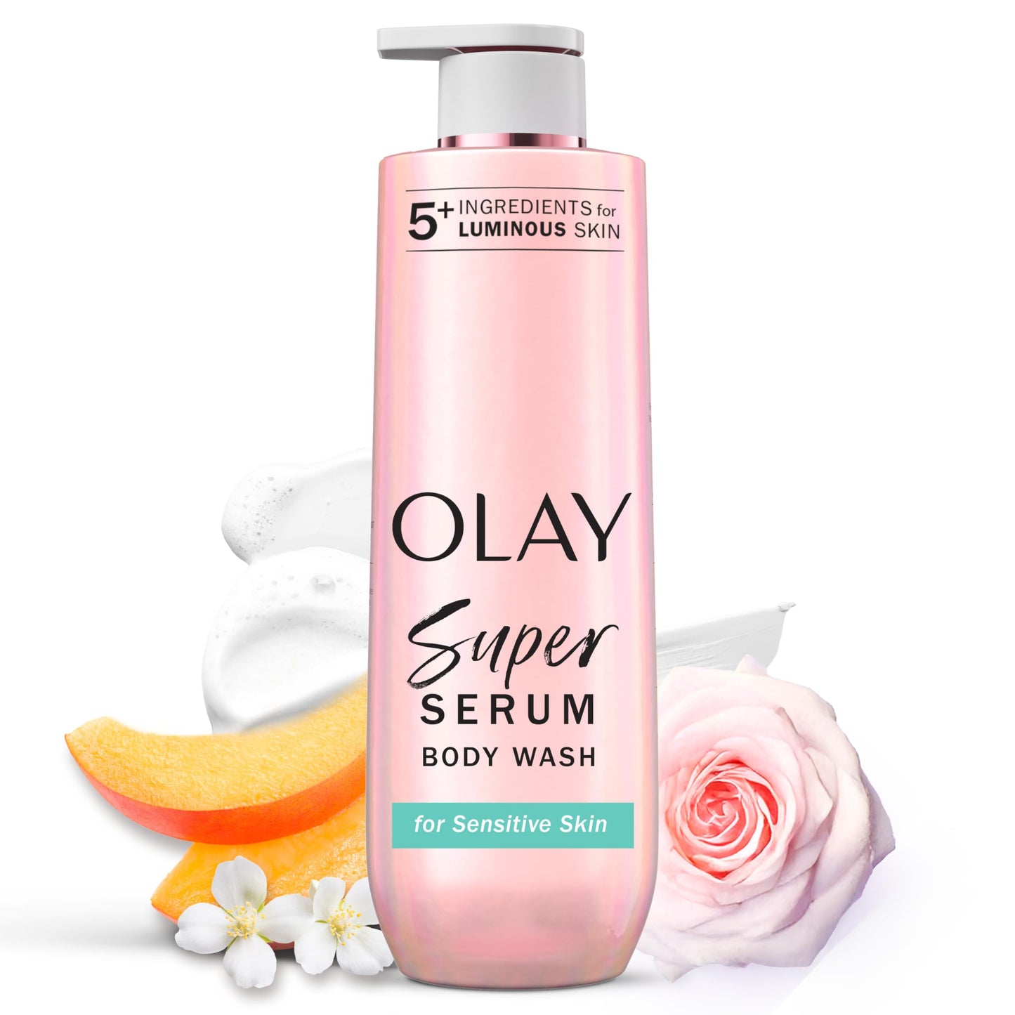 HotOlay Super Serum Body Wash for Extra Dry Skin, 24hr Long Lasting Rich Hydration, 5+ Ingredient Complex for Bright, Even, Firm, & Luminous Skin, with Collagen Peptide, Vitamin C & Shea Butter, 28 fl oz