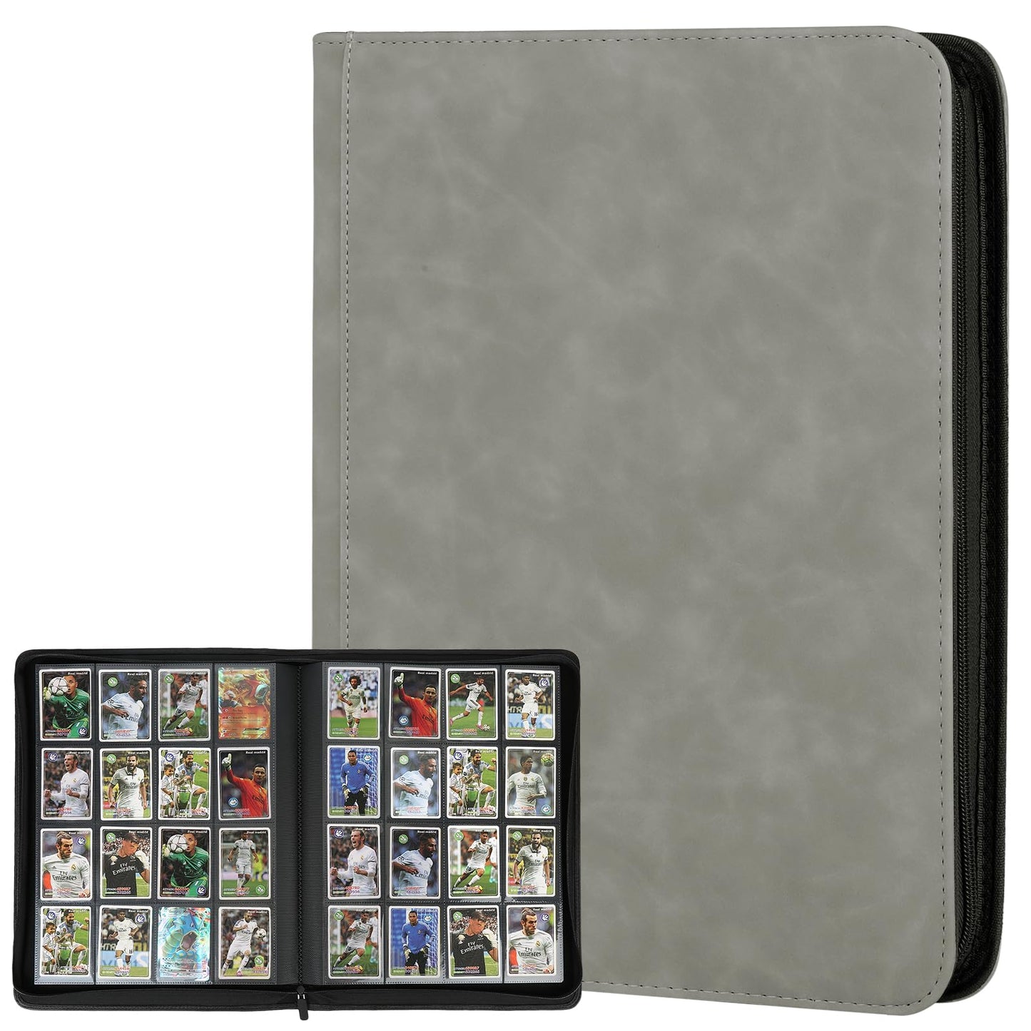 HotGERMUN 9 Pocket Trading Card Binder,720 Cards,40 Top-Loading Pages, Double Sided Pockets PU Cover Zipper Collection Album Folder for Standard MTG, TCG, Sports Cards(Black)