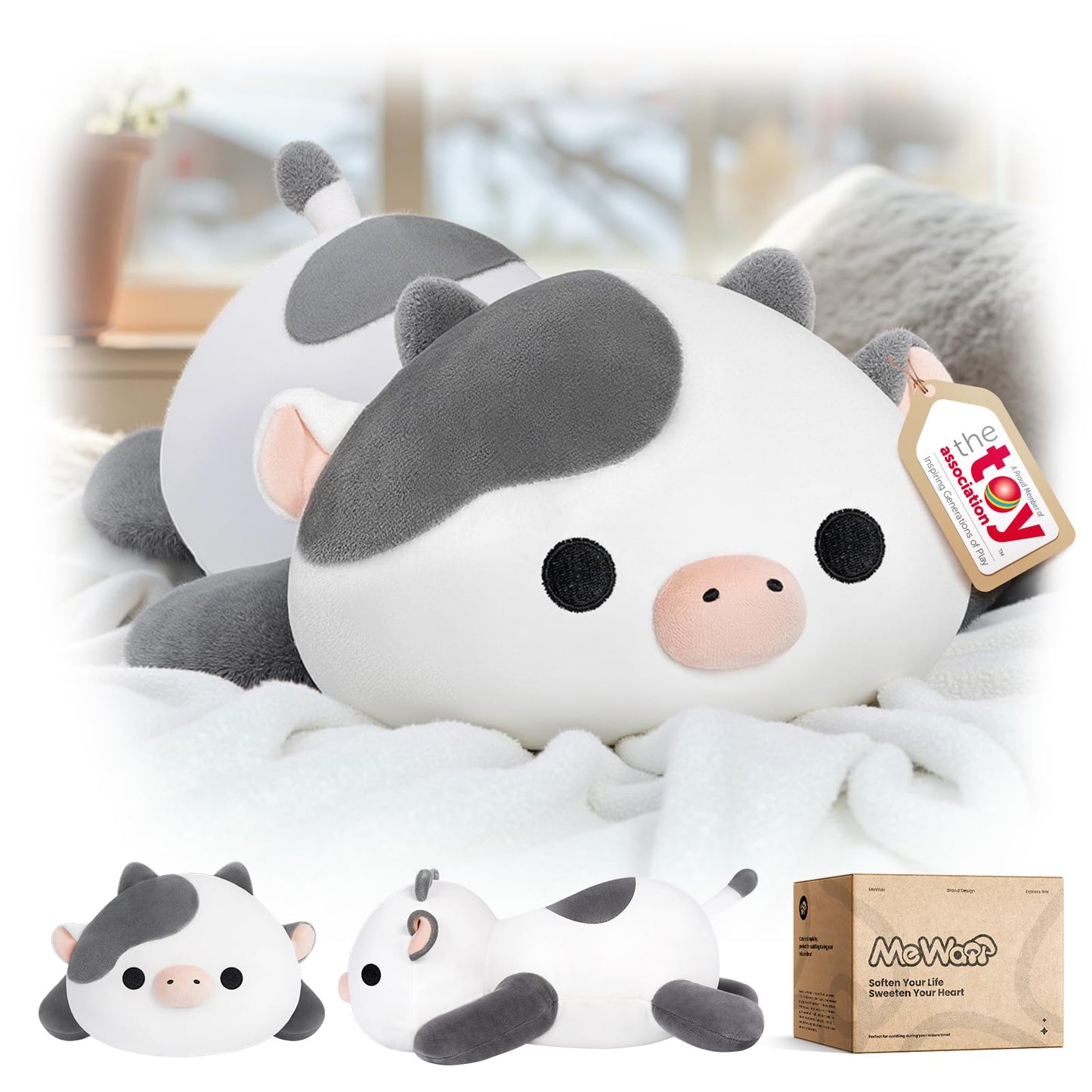 Hot Mewaii Cute Black Cat Plush Pillow, Kawaii Plushies Black Cat Stuffed Animals, Squishy Plushies, Cuddle Plush Pillow for Kids & Girls (13 Inch)
