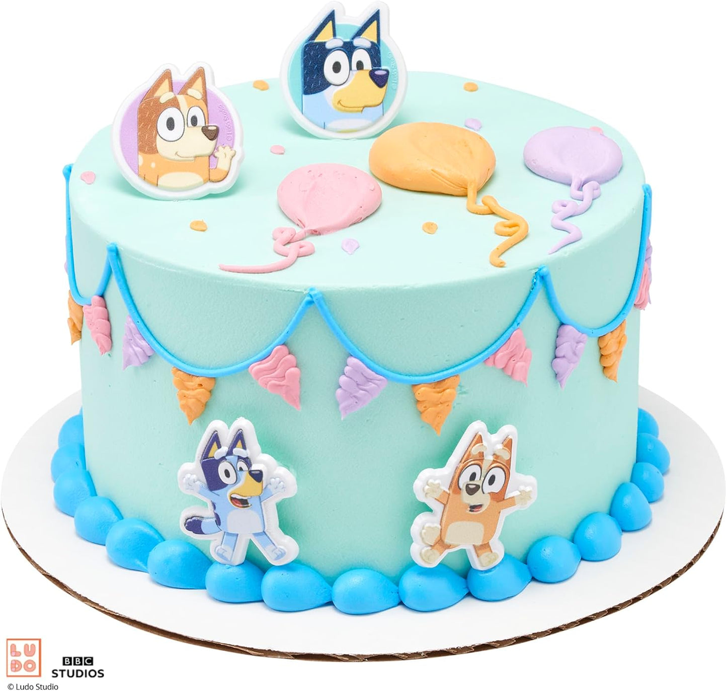Hot DecoPac Bluey So Much Fun Rings, 24 Cupcake Decorations Featuring Bluey, Bingo, Bandit, and Chilli, 3D Food Safe Cake Toppers – 24 Pack