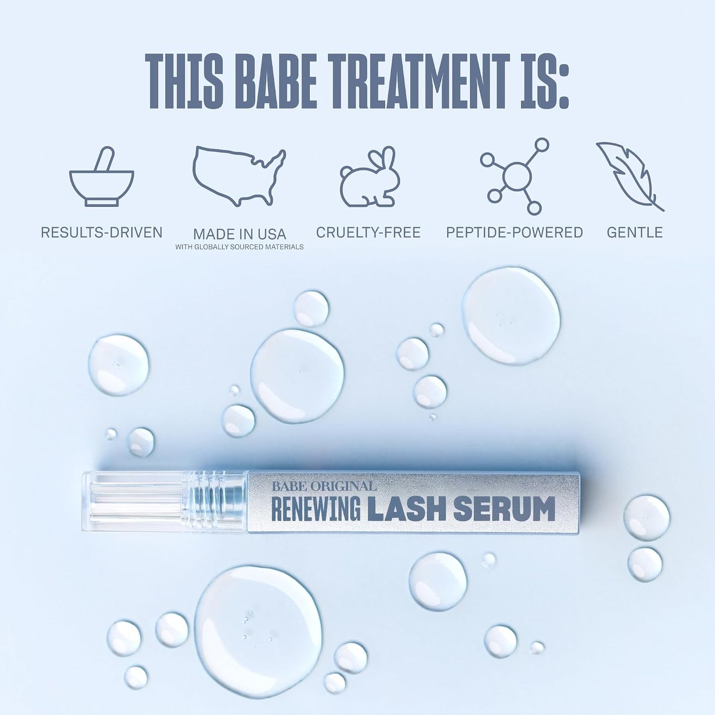 HotBABE ORIGINAL Renewing Lash Serum – Prostaglandin-Free, Peptide-Infused Gentle Lash Serum for Fuller, Longer-Looking Lashes, Lash Enhancing Treatment with Nourishing Botanicals, Vegan & Cruelty-Free
