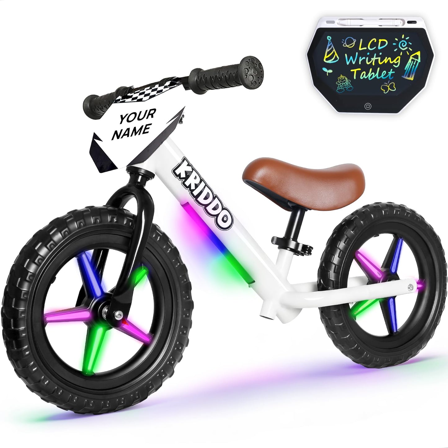 Hot KRIDDO Toddler Balance Bike 2 Year Old, Age 24 Months to 5 Years Old, 12 Inch Push Bicycle with Customize Plate (3 Sets of Stickers Included), Gift Bike for 2-3 Boys Girls, White