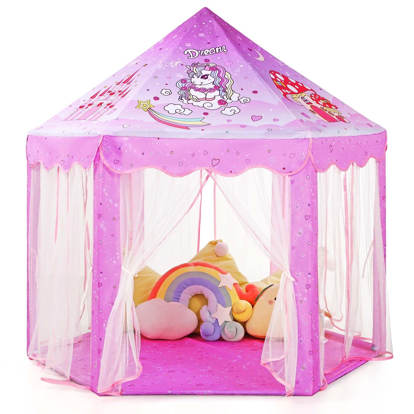 HotMonobeach Princess Tent Girls Large Playhouse Kids Castle Play Tent with Star Lights Toy for Children Indoor and Outdoor Games, 55'' x 53'' (DxH)
