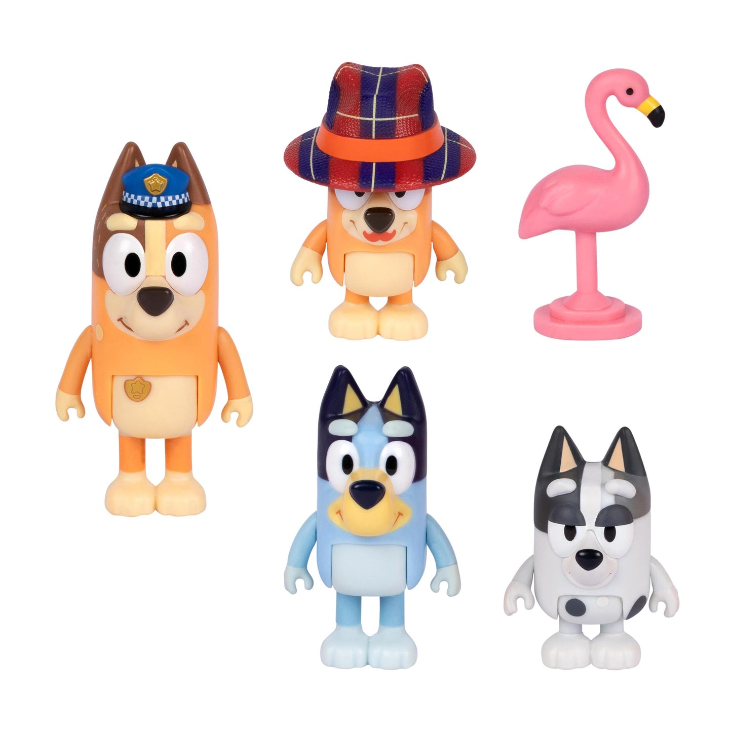 HotBluey Family Figure Pack of 4, Robust Poseable Character Toys with Bingo, Chilli, and Bandit Figures, Toddler-Sized Animal Figurines for Kids Ages 3+ | Movable arms & legs, portable size for on-the-go play; toddler figurine toys for kids ages 3+, thoug
