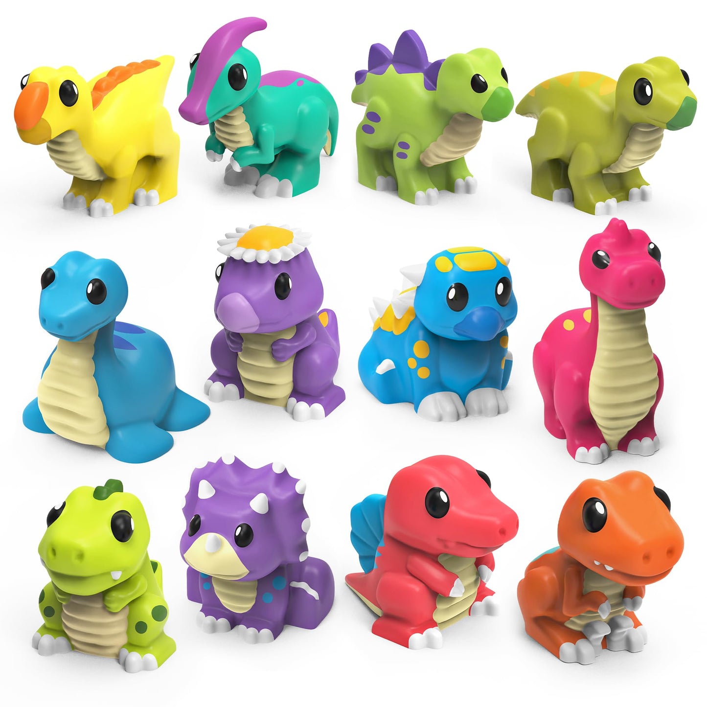 HotTub Works® Dinosaur Mold Free Bath Toys, 6 Pack | Sealed, No Hole Bath Toys Design Keeps Moisture Out | Soft, Squeezable & Float on Water | Easy-Grip Baby & Toddler Bath Toy Set | Great Baby Pool Toys