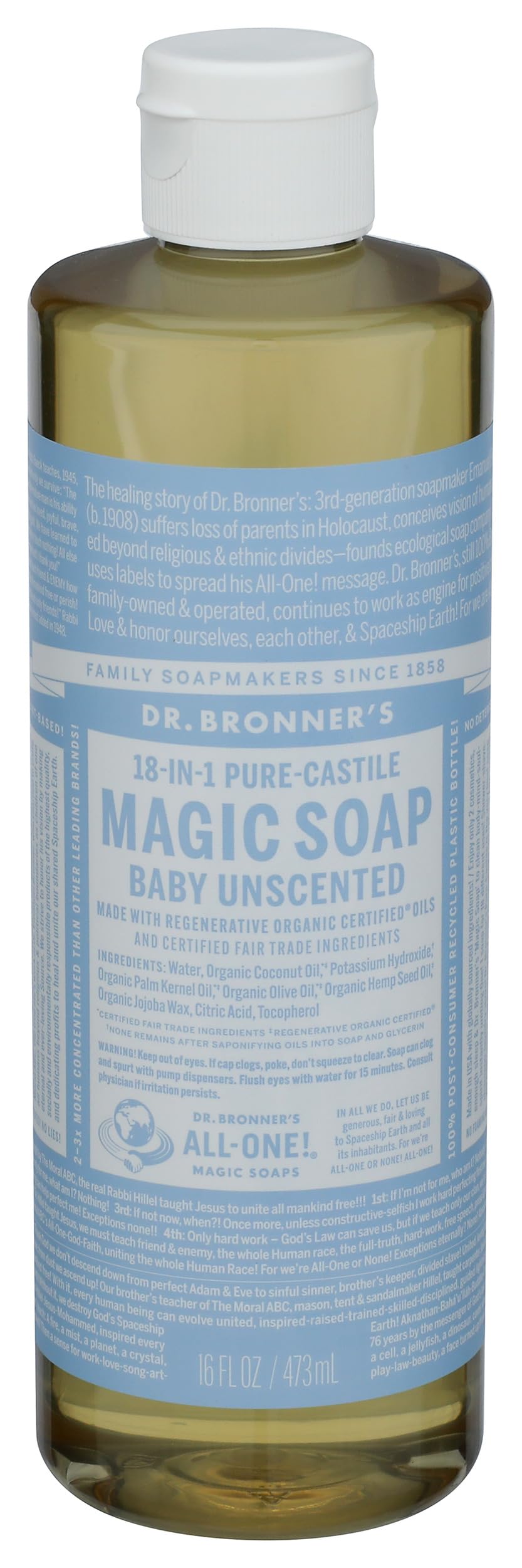HotDr. Bronner's Pure-Castile Liquid Soap, Made with Organic Oils, 18-in-1 Uses: Face, Body, Hair, Laundry, Pets and Dishes, Concentrated, Vegan, Non-GMO, Lavender, 32 Oz