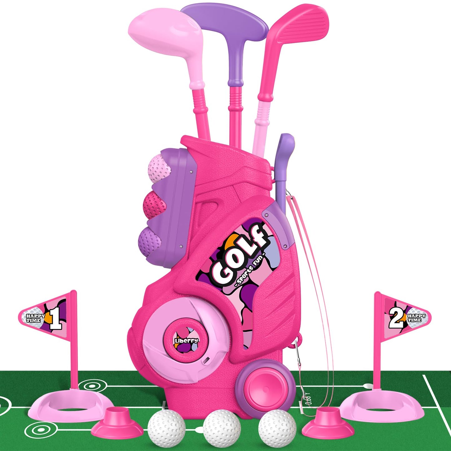 Hot Liberry Toddler Golf Set, Upgraded Kids Golf Cart with Unique Shoulder Strap Design, Indoor Outdoor Sports Toys Gifts for Boys Girls 1 2 3 4 Years Old