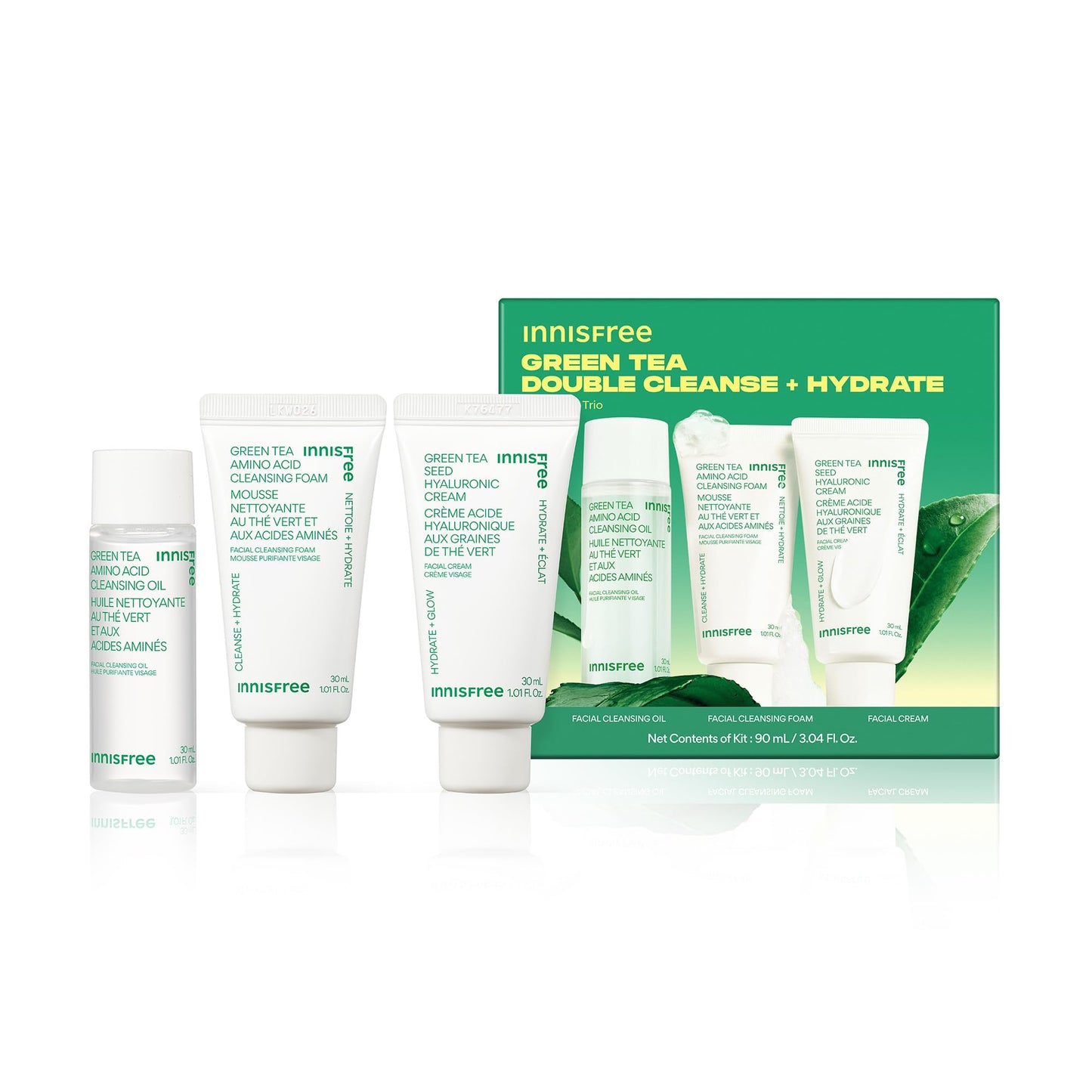 Hotinnisfree Green Tea Amino Acid Cleansing Foam, Sulfate-Free Hydrating Korean Face Wash, Gentle Lather, pH-Balanced Skincare