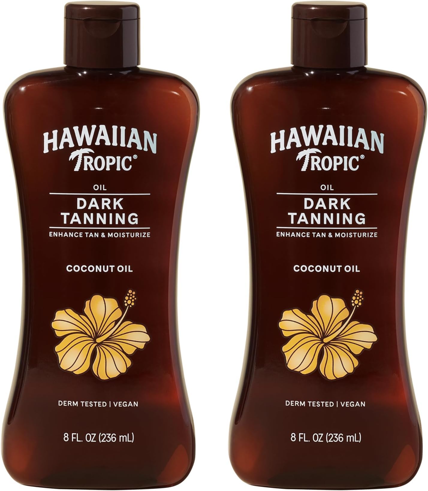 HotHawaiian Tropic Dark Tanning Oil, 8 Fl Oz | Moisturizing Body Oil with Cocoa Butter, Tan Enhancer, 8 Fl Oz each Twin Pack