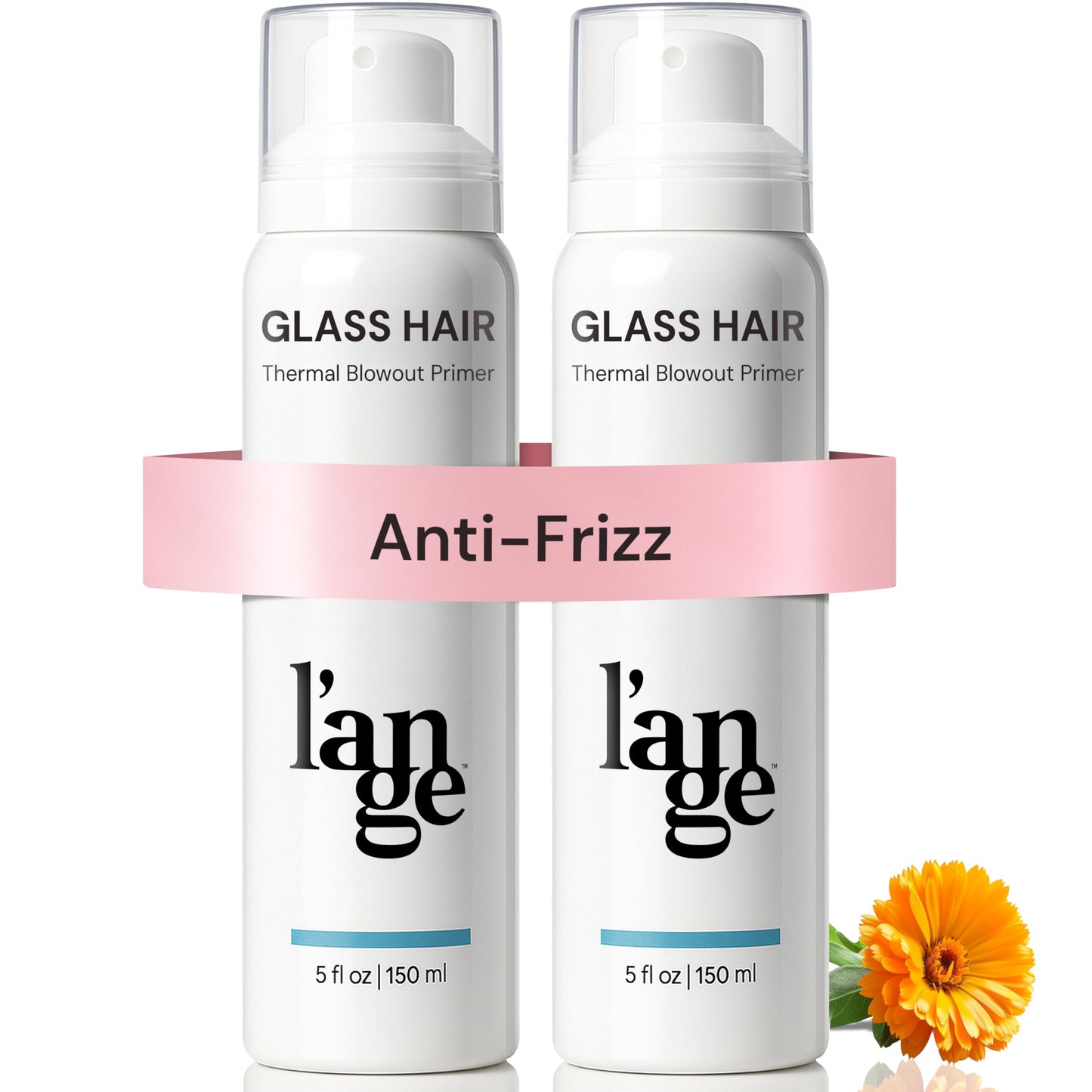 HotL'ANGE HAIR Glass Hair Heat Protectant Spray | Anti-Frizz Blow Dry Mist | Long Lasting Hold & Shine | Humidity Protection | Thermal Heat Protection Spray | Lightweight Blow Out Primer, 5 fl oz Bottle
