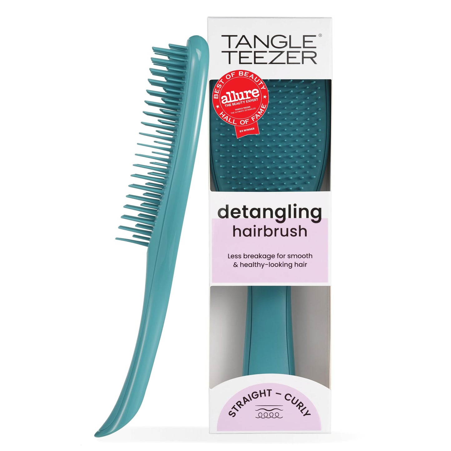 HotTangle Teezer Ultimate Detangler Brush, Straight to Wavy, Millennial Pink | Patented two-tier, regular-flex teeth reduce breakage & split ends on wet or dry hair; Shower-friendly hairbrush for all ages