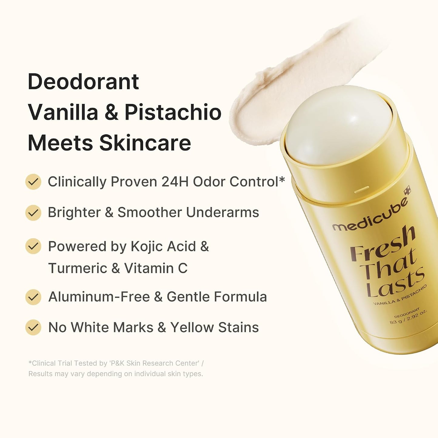 Hotmedicube Kojic Acid & Turmeric Aluminum-Free Deodorant | Vanilla & Pistachio Perfumed Stick, All-Day Odor Protection for Women & Men | Underarm Brightening Care | Korean Skincare, 2.92 oz.
