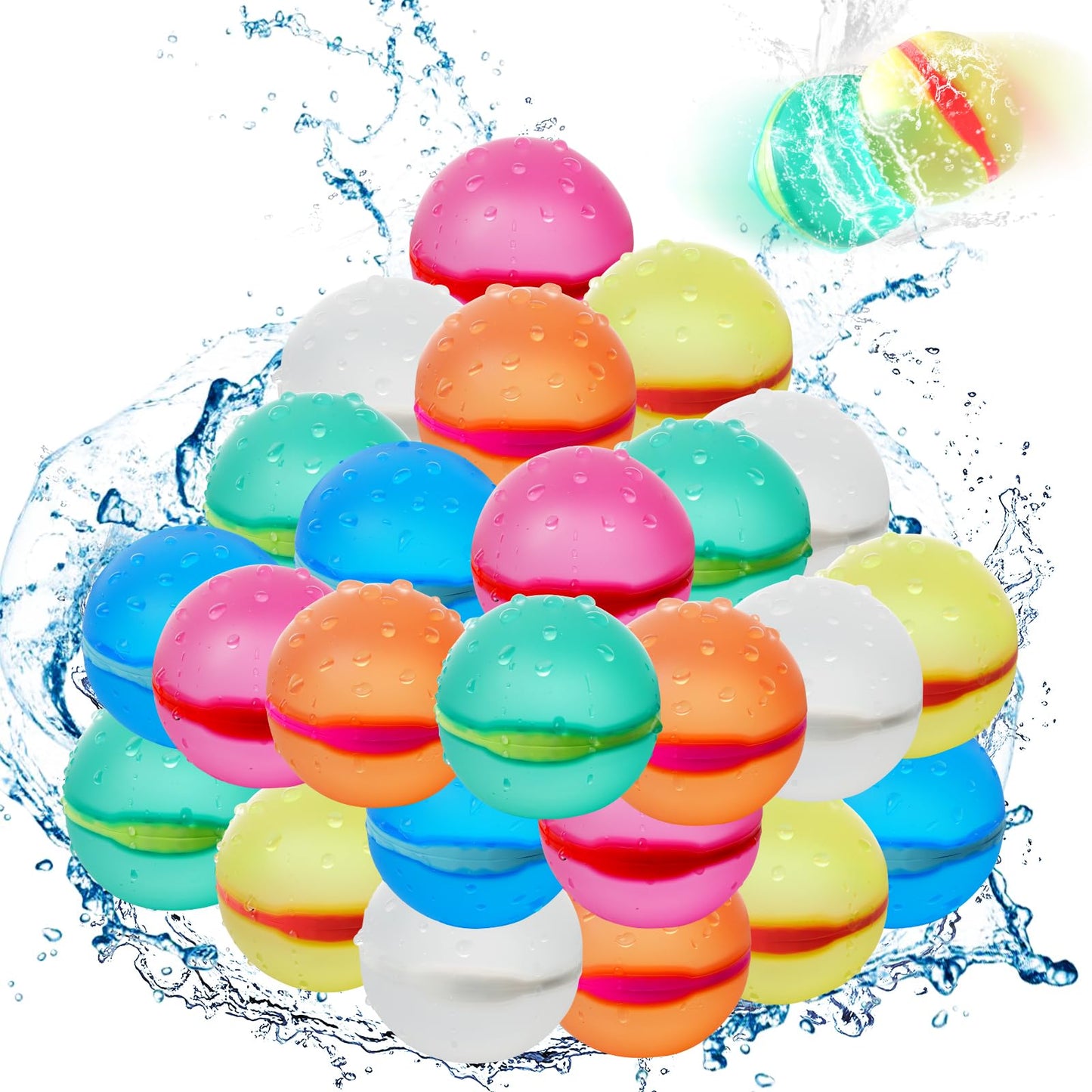 Hot 12 Pcs Reusable Water Balloons, Self-Sealing Refillable Water Balls, Pool Toys for Kids Ages 4-14, Pool Beach & Outdoor Water Ballons
