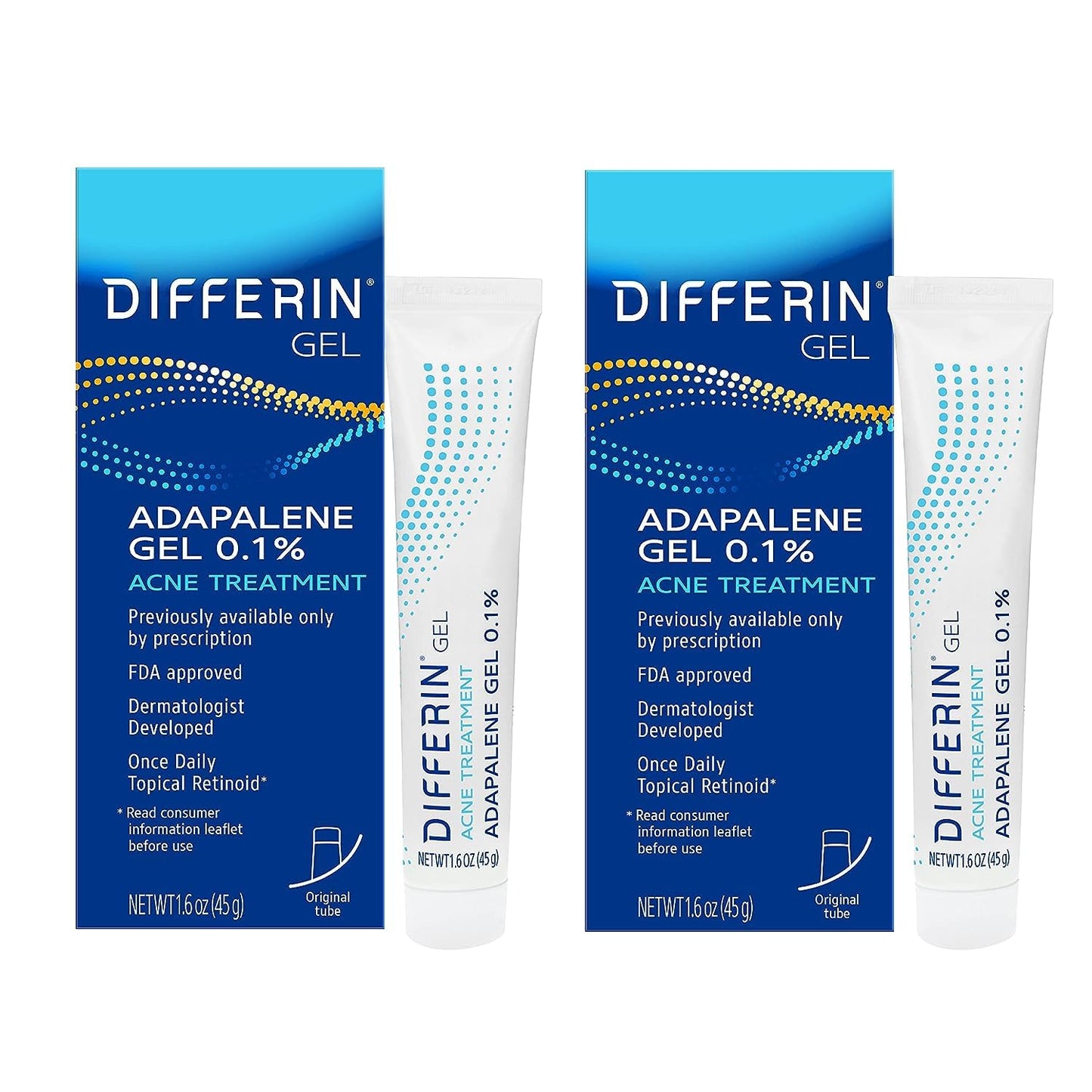 HotDifferin Acne Treatment Gel, 30 Day Supply, Retinoid Treatment for Face with 0.1% Adapalene, Gentle Skin Care for Acne Prone Sensitive Skin, 15g Tube (Packaging May Vary) | 30-Day Supply, OTC Retinoid, Clears Acne & Prevents Breakouts, Gentle For Sensi