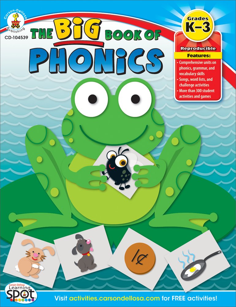 Hot Carson Dellosa K-3 Big Book of Phonics Workbook, Reproducible Activities and Songs Covering Vowels, Digraphs, Blends, and More, Kindergarten to 3rd Grade Classroom or Homeschool Curriculum
