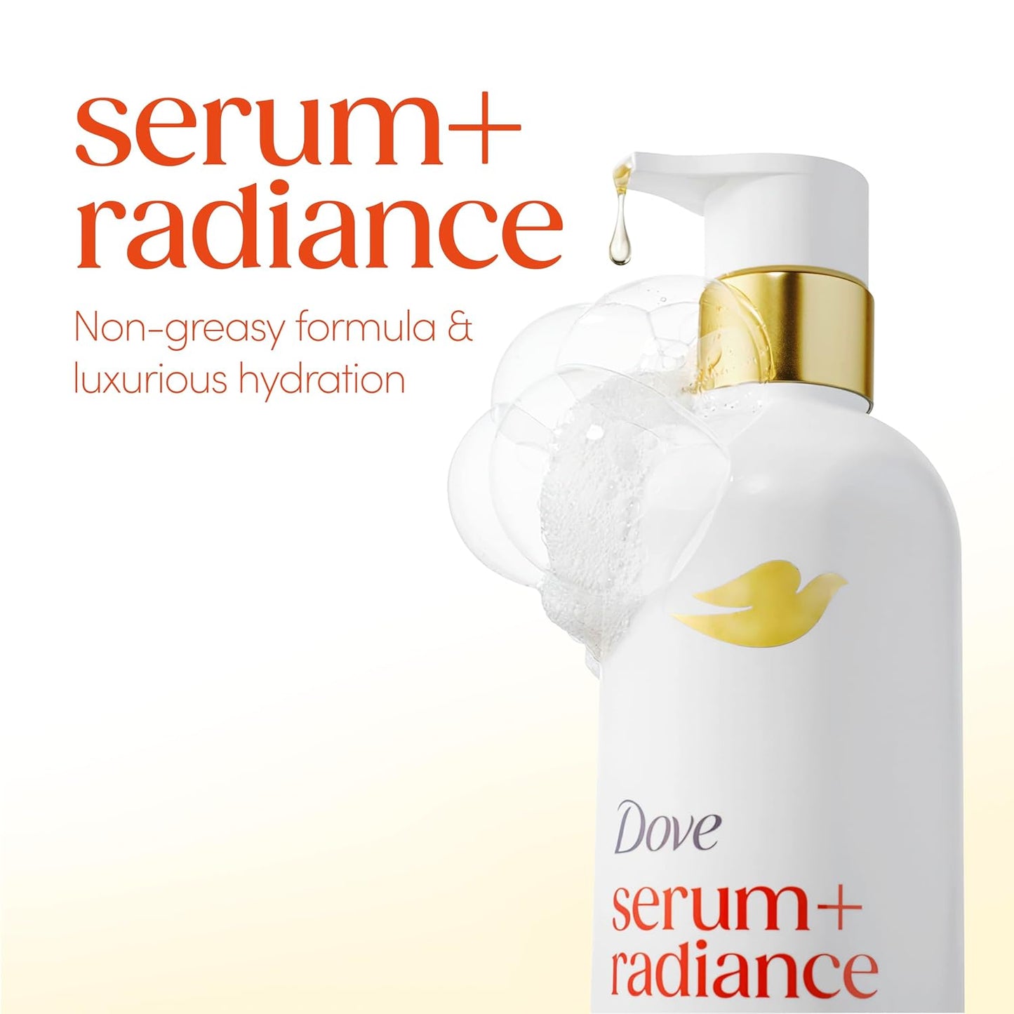 HotDove Serum+ Shower Oil Body Wash Radiance, Jojoba & Monoi Flower, 15.3 fl oz I Hydrating shower oil body wash with glycerin serum for soft, radiant skin without greasy residue.