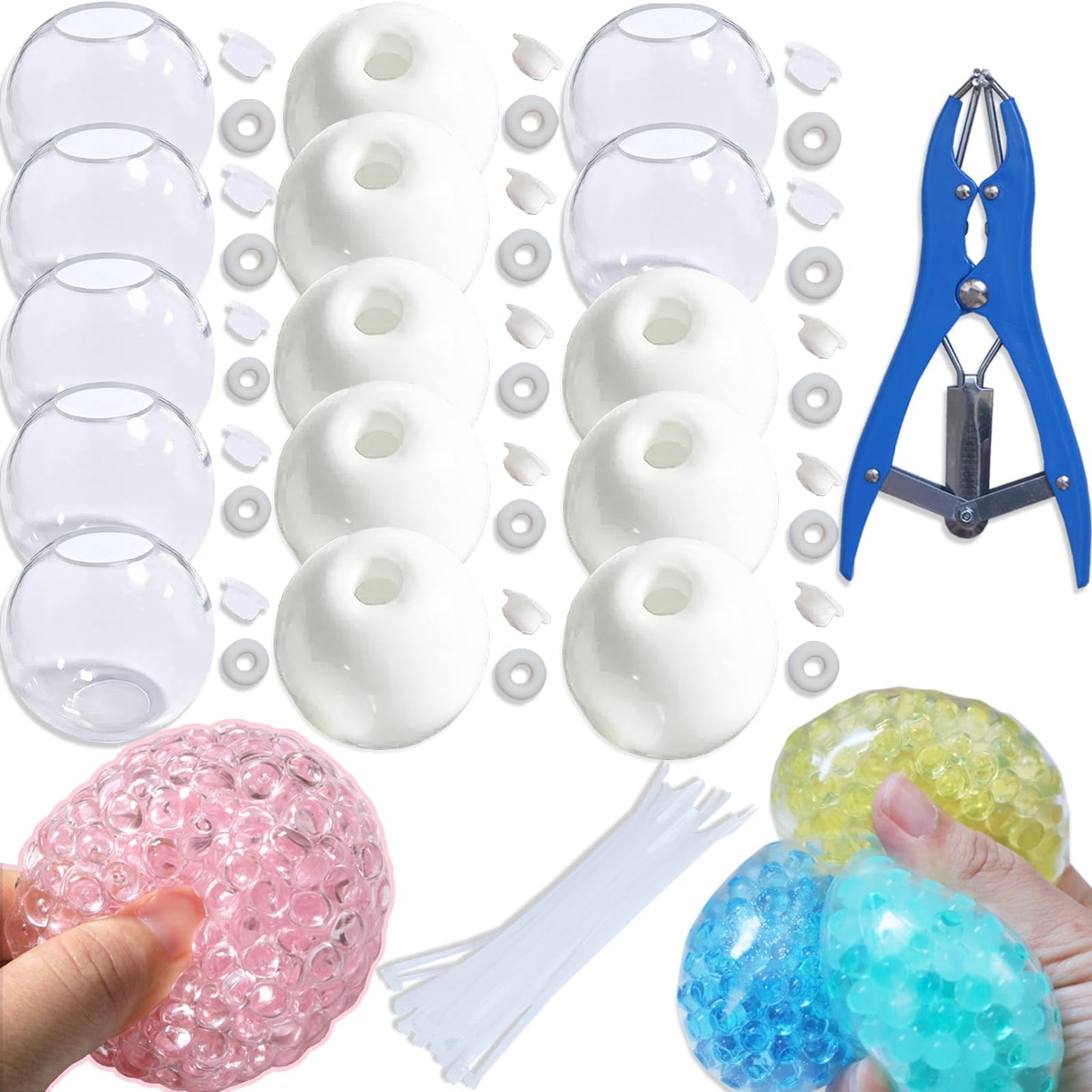 Hot 15pcs DIY Stress Ball Kit – Blank Skins with Air Pump & Expander Tool for Making Pressure Balls, Make Your Own Fidget Pressure Balls (15Transparent)