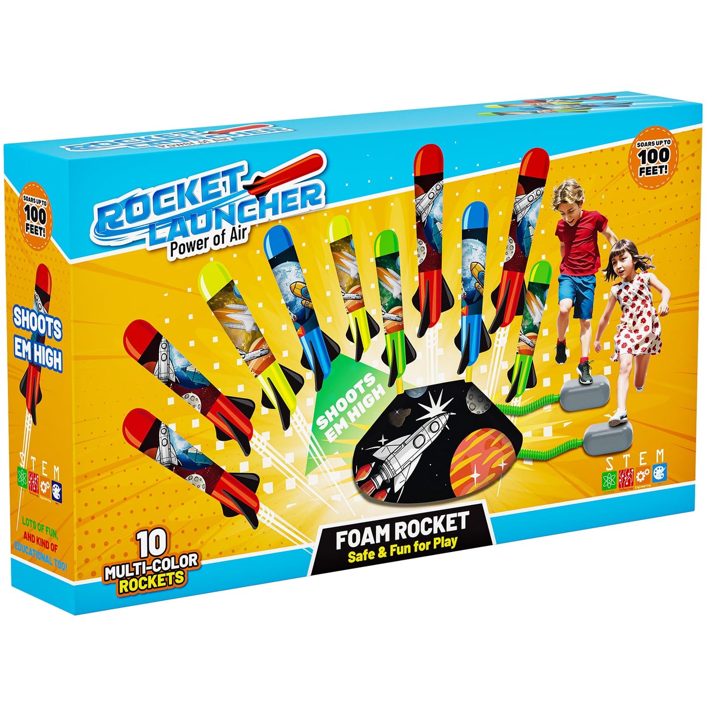 HotOtoseth Toy Rocket Launcher for Kids - Launch up to 100 Ft, 8 Foam Rockets & Adjustable Launch Stand, Outdoor Toys for Kids Ages 4-8, 3 4 5 6 7 Year Old Boys Birthday Gifts, Toy for Toddlers Age 3+