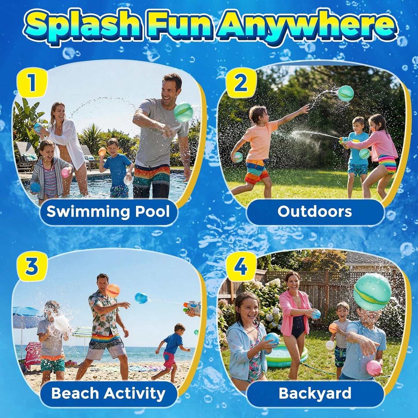 HotReusable Water Balloons,12 Pcs Magnetic Splash Refillable Balls,Summer Water Toys for Kids Pool Beach & Outdoor (12pcs)