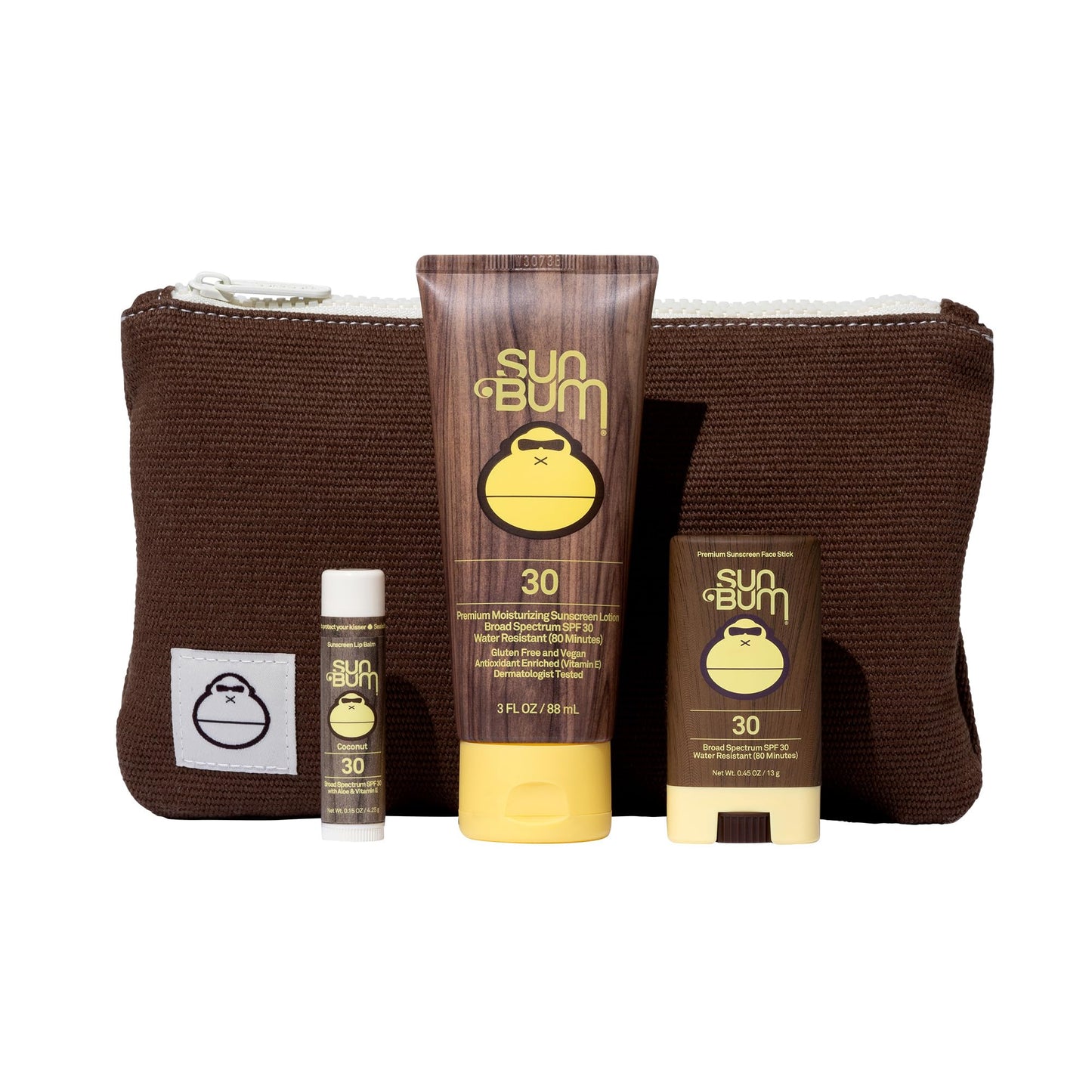 HotSun Bum Road Tripper - Travel Sized Sun Care Pack with Sunscreen Lotion, Face Stick, and Lip Balm - SPF 30 Broad Spectrum UVA/UVB Protection - Hawaii 104 Act Compliant - TSA Friendly