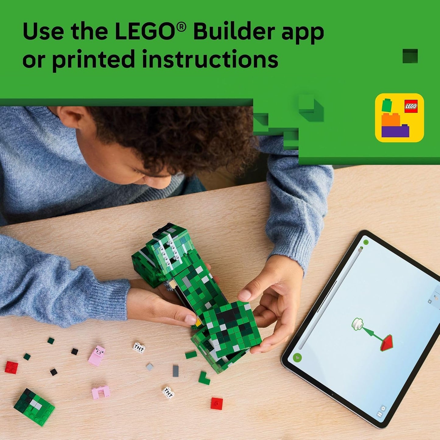 HotLEGO Minecraft The Creeper Kids Building Toy - Minecraft Toy for Boys & Girls, Ages 10+ - Room Decor for Gamers w/ 1st Version Creeper Minifigure - Gift for Birthdays - 21276