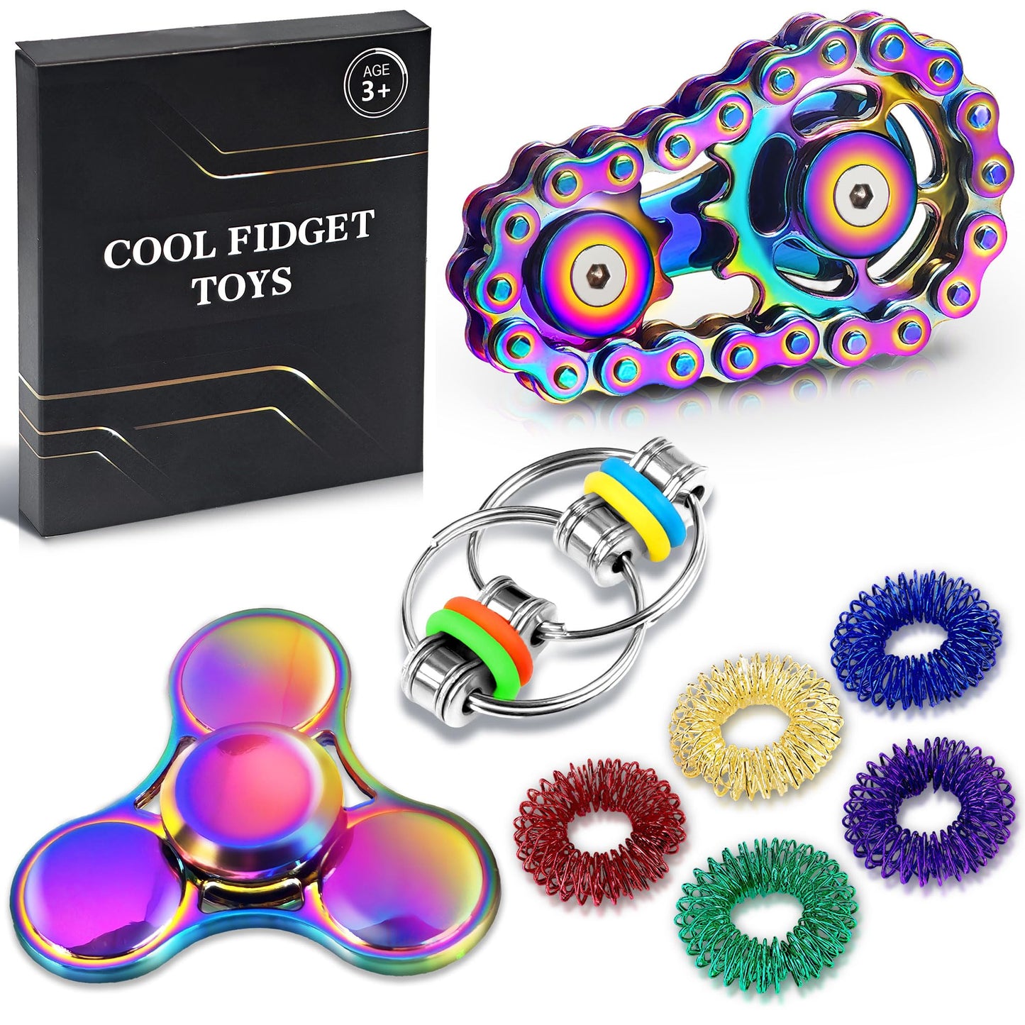 Hot 5 Pcs Fidget Toys Adults & Teen Metal Fidgets Spinner for Teens Boys Magnetic Slider Cool Gadgets Office Desk Toy Stress Relief Sensory Items Figette for Classroom Autism ADHD Anxiety Gifts