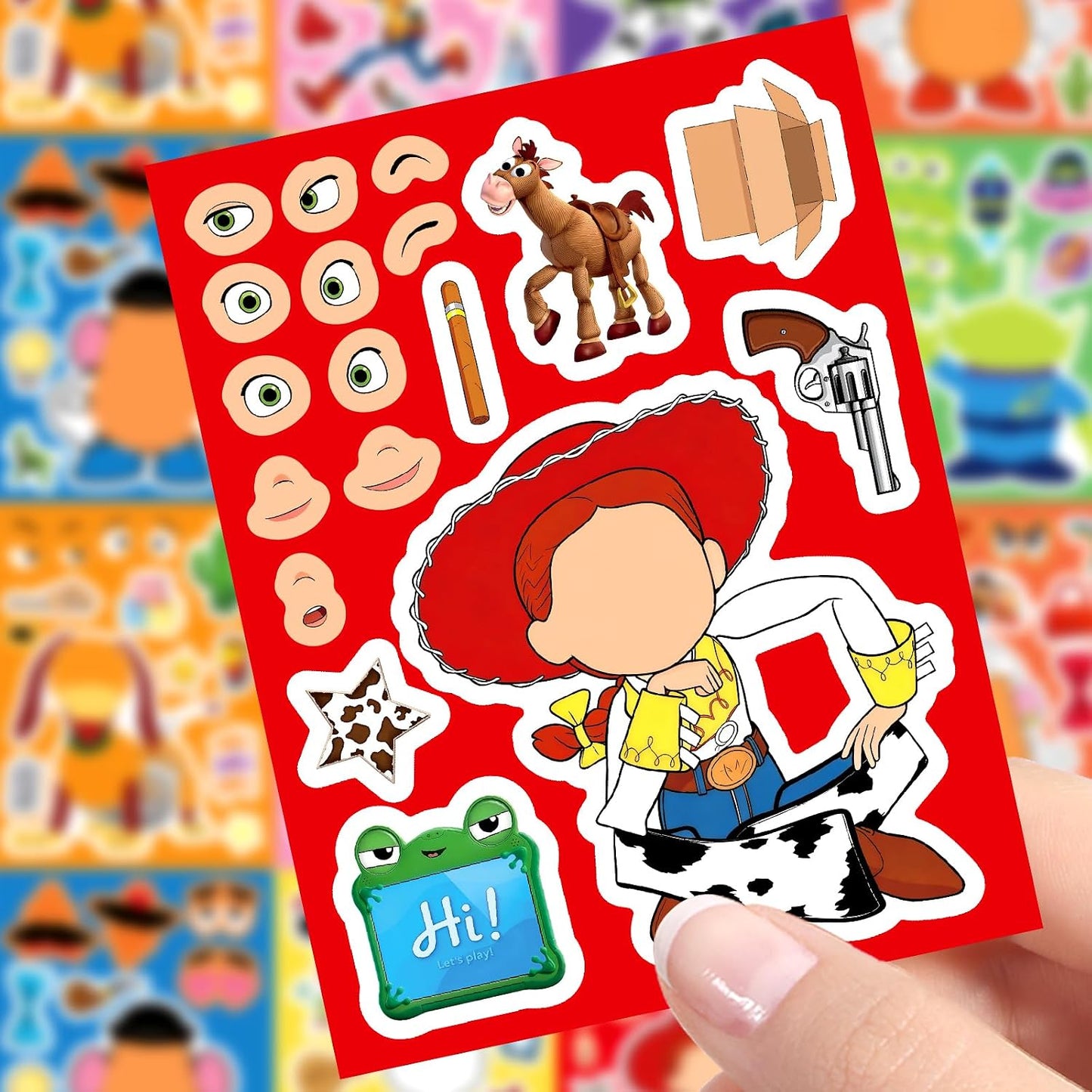Hot 24pcs Make a face Toy Story Stickers,Make Your Own Stickers,Mixed & Matched with 8 Designed Characters(3 of Each) for Party Favors Supplies, Reward, Decor,Gift Idea