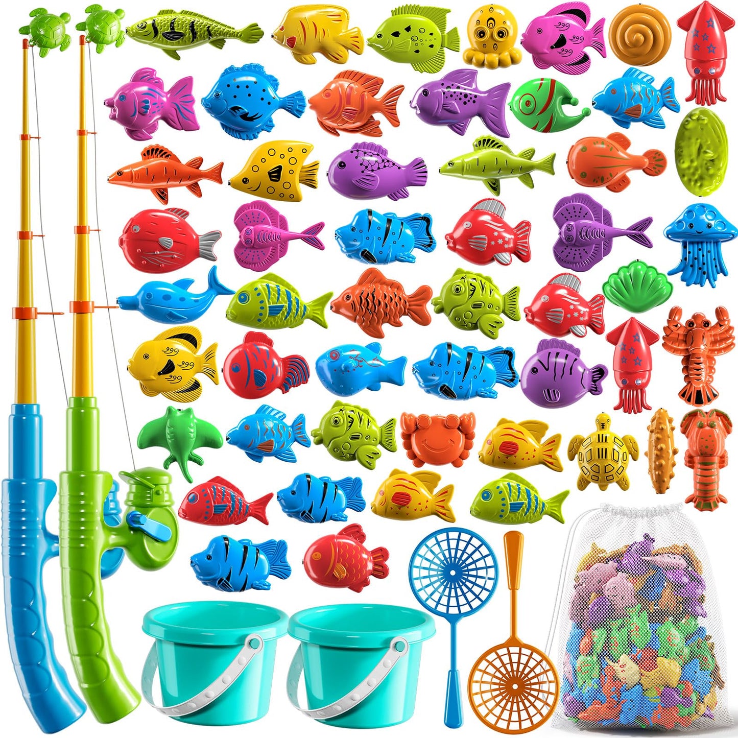 Hot NIPLOOOW Pool Fishing Toys Games, Water Table Bathtub Toy with Inflatable Pool Pole Rod Net Plastic Floating Fish, Birthday Gifts for Kids Age 3 4 5 6 Year Old,Kids Outdoor Toys