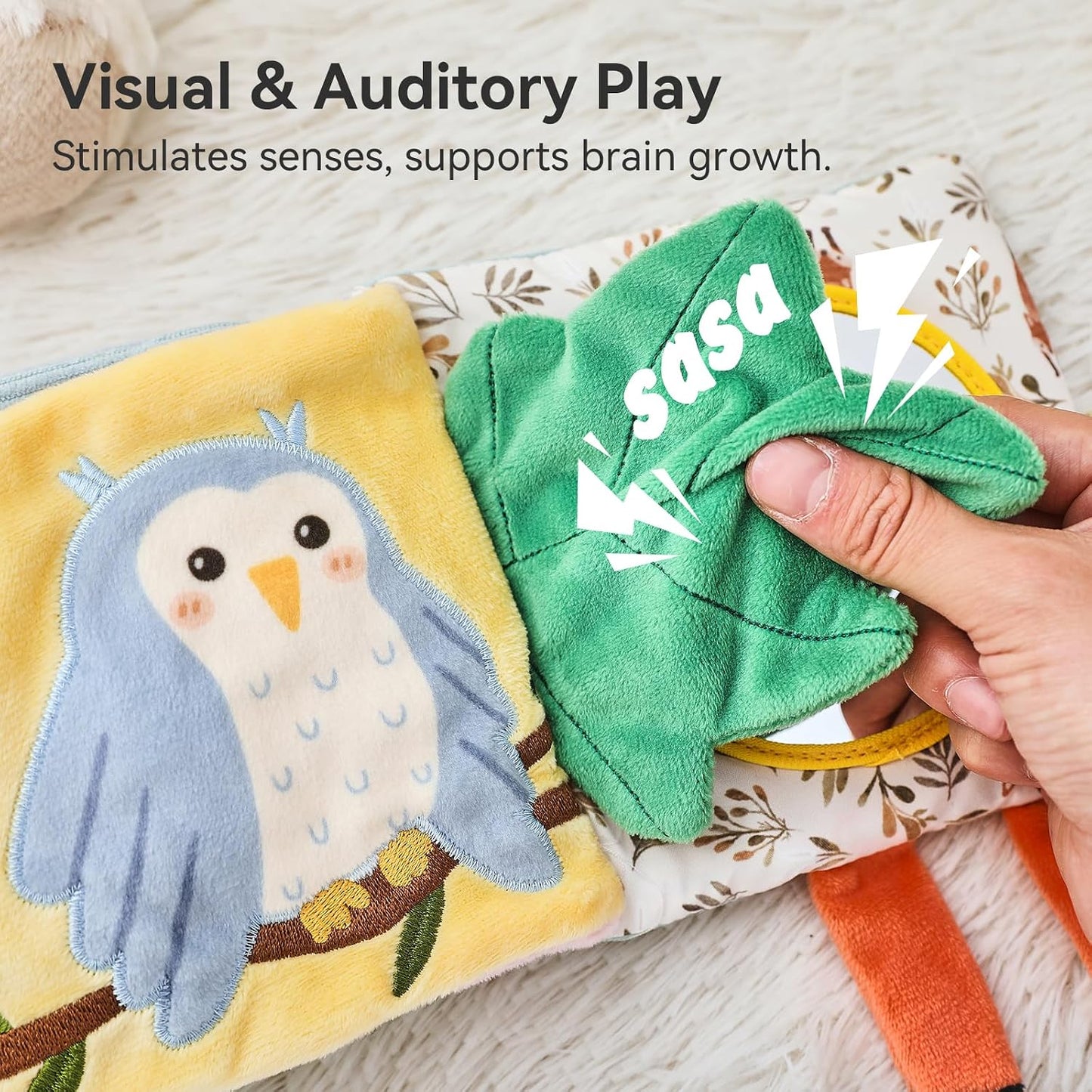 Hot Macabaka Montessori Soft Baby Book - Sensory Book for Babies 0-12 Months with Crinkle Paper, Touch & Feel Textures, Baby Safe Mirror & Teether. Educational Infant Toys for Tummy Time, Newborn