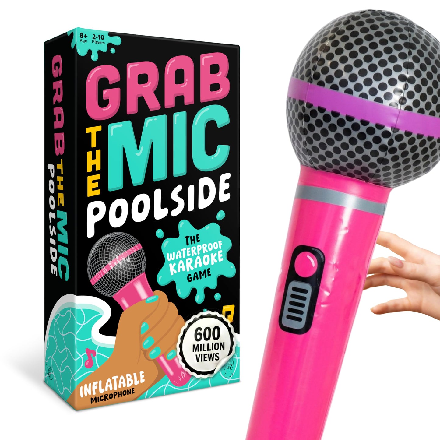 HotLucky Egg Official Grab The Mic – Family Karaoke Board Game w/Foam Mic, 8+ Ages, 2-10 Players - Games for Bad Singers w/ 230 Lyrics (115 Cards)