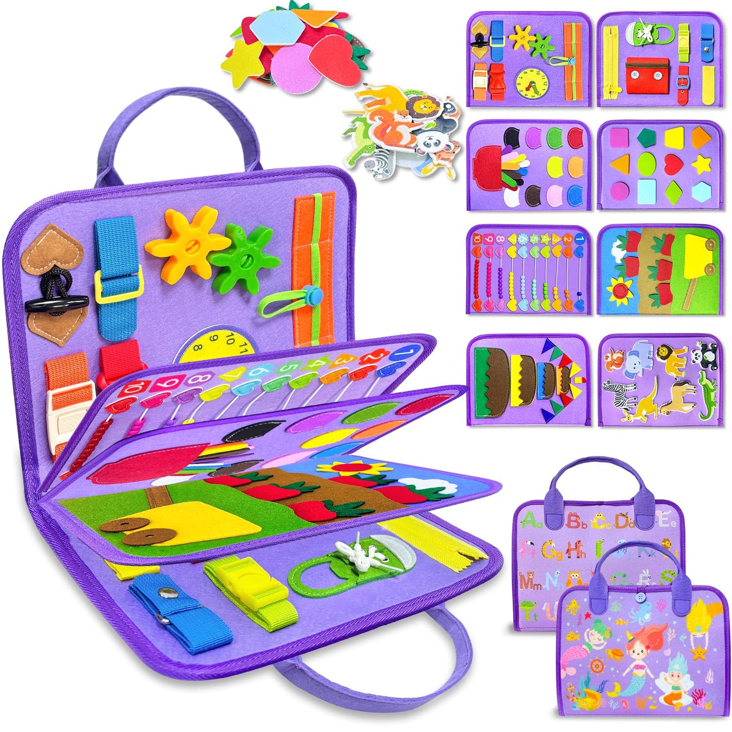 HotExorany Busy Board Montessori Toys for Toddler Girl Birthday Gifts, Busy Book Sensory Learning Toys for Toddlers, Toddler Girl Airplane Car Travel Toy Educational Activities
