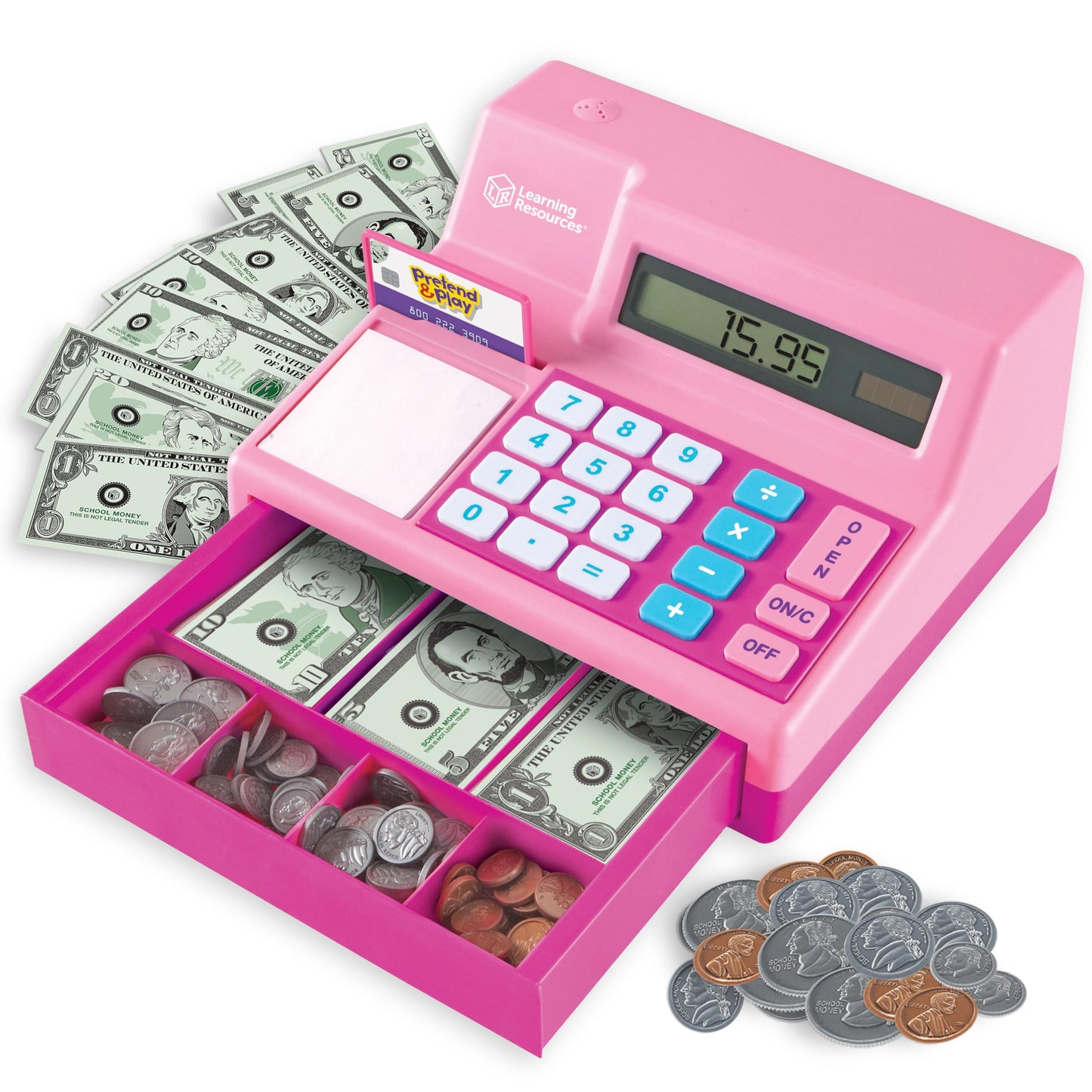 Hot Learning Resources Pretend & Play Calculator Register Toy - Kids Play Set & Credit Card Toy, Register for Kids, Pretend Grocery Store Shopping Playset for Toddlers, Teaching Math Set