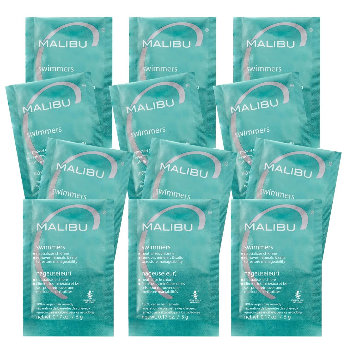 HotMalibu C Swimmers Wellness Remedy & After Pool Hair Care - Restoring & Hydrating Swim Treatment with Vitamin C Complex - Protects Against Discoloration from Chlorine, Salt Water & Build Up (3 Packets)