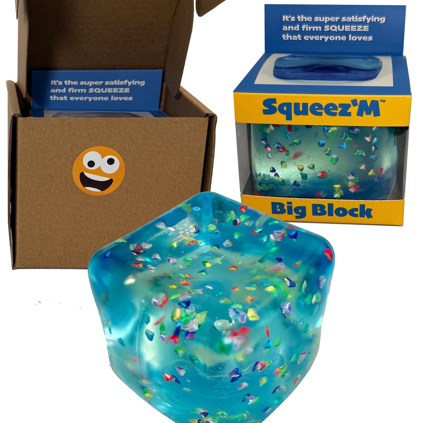 HotOriginal Big Block Premium Stress Cube, Squishy Fidget Toy, Kids & Adults | Non-toxic ASTM certified, US family-owned, easy replacement, jumbo sensory squeeze cube for stress relief & focus